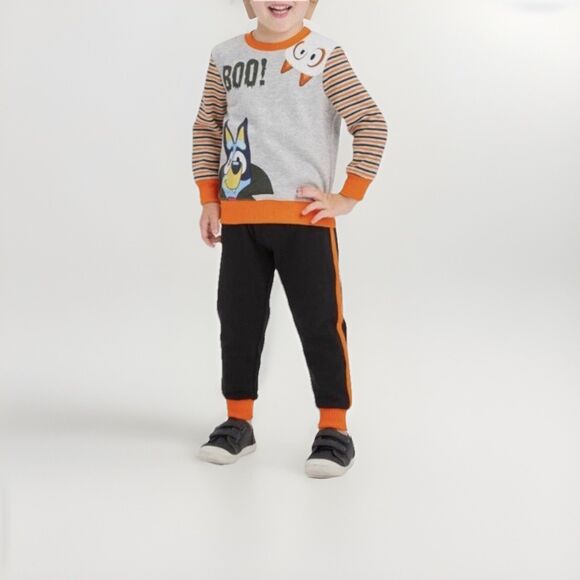 2T Toddler Boys' Bluey and Bingo Halloween Top and Bottom Set Grey - Picture 1 of 5